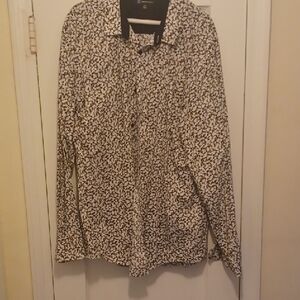 INC Black and White Floral Long Sleeve Shirt. Sz XXL